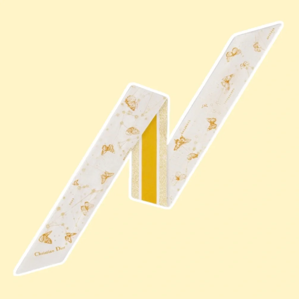 Christian Dior Yellow Butterfly Twilly Scarf - Picture 2 of 3